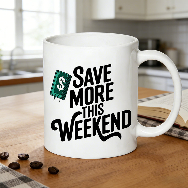 Tailorly White Ceramic 11 oz Mug - money stack design