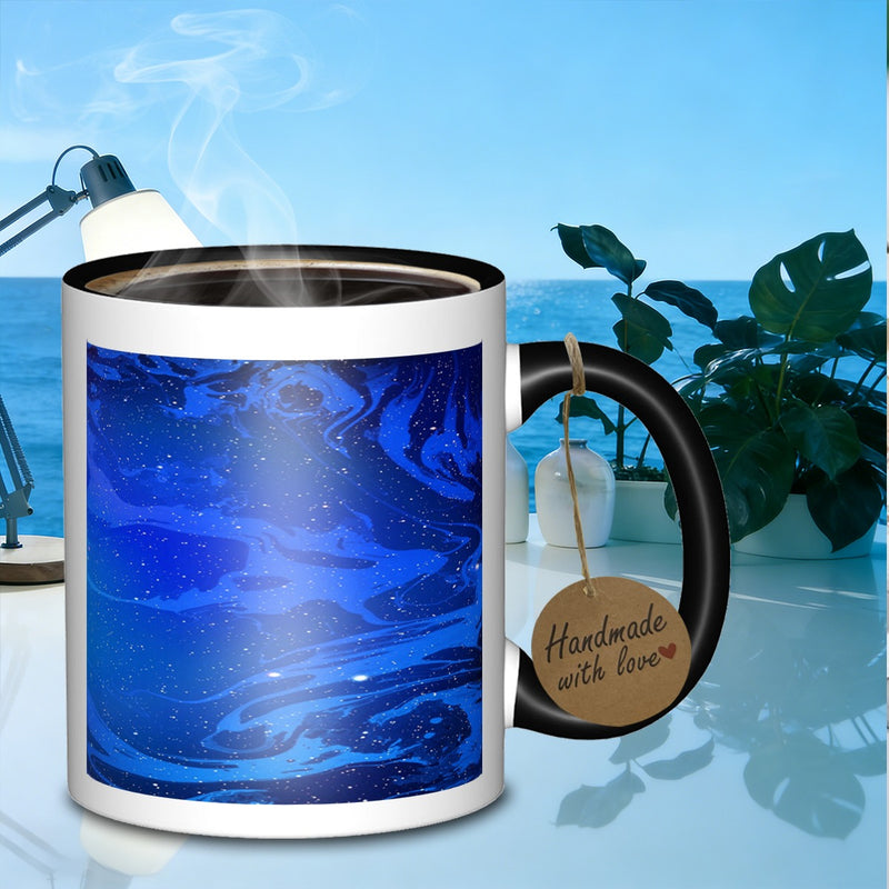 Tailorly Black Accent 11 oz Mug - blue swirls
