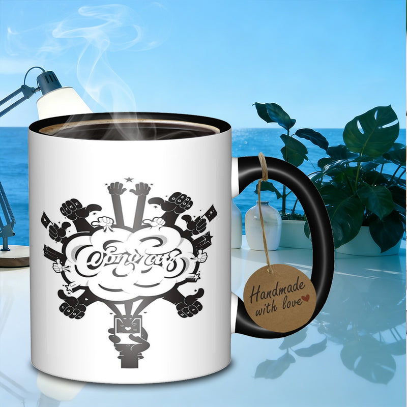 Tailorly Black Accent 11 oz Mug - congrats celebration design