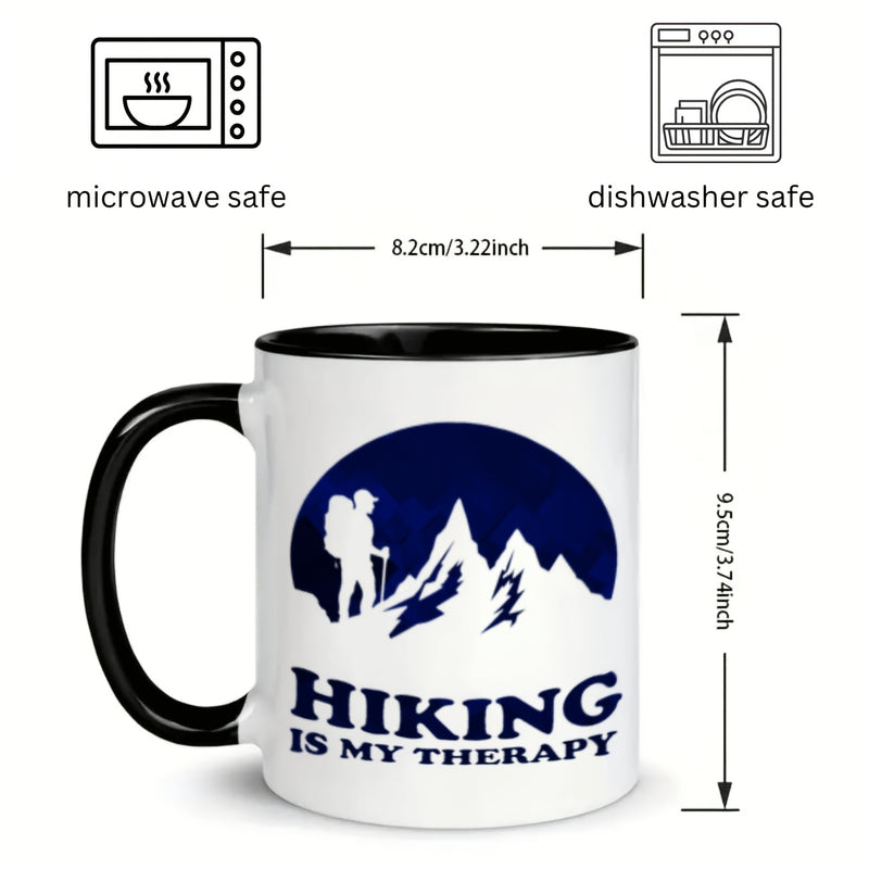 Tailorly Black Accent 11 oz Mug - hiker mountain