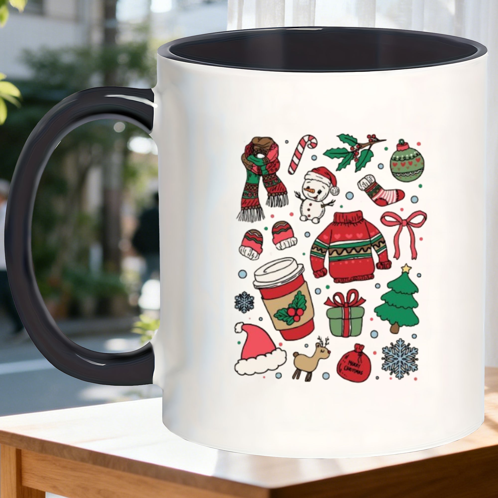 Tailorly Black Accent 11 oz Mug - versatile and present non slip mugs with heat are perfect for christmas and birthdays suitable for or the