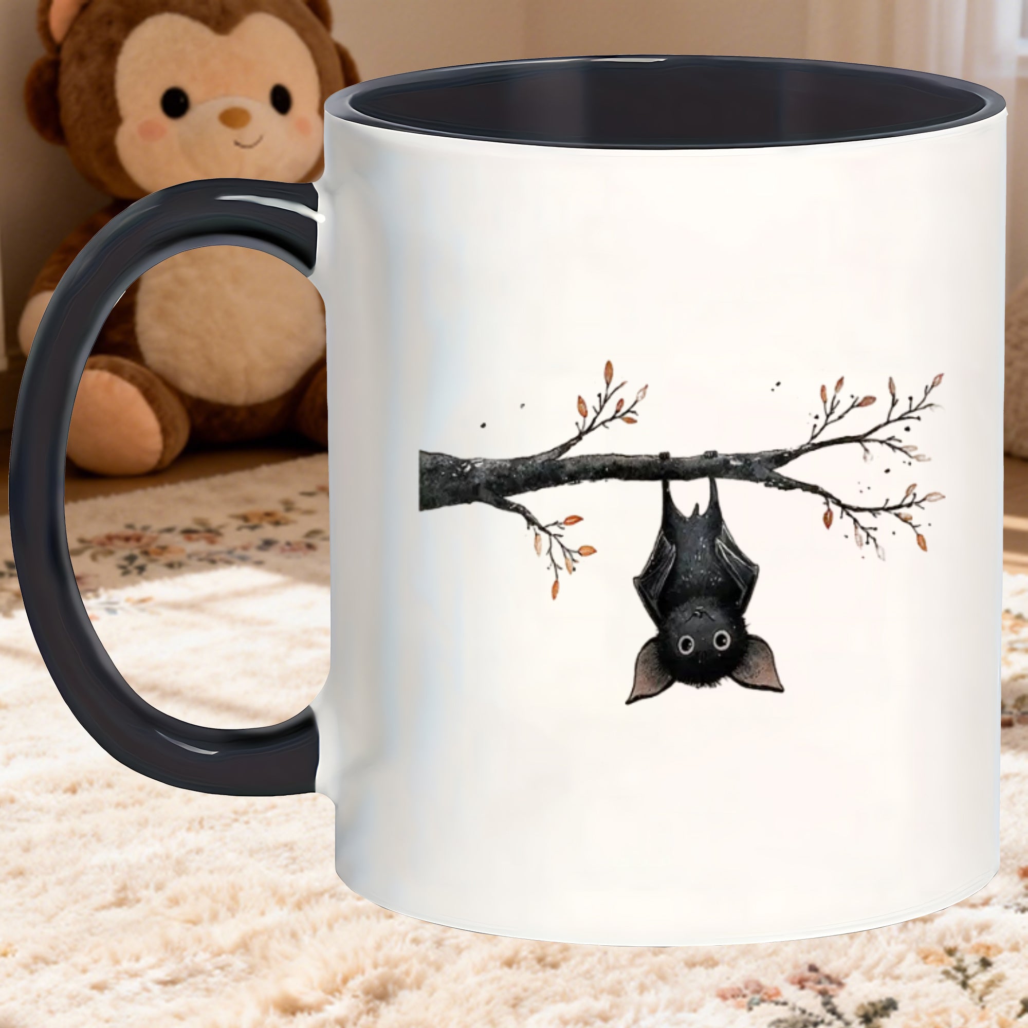 Tailorly Black Accent 11 oz Mug - gothic bat bats design