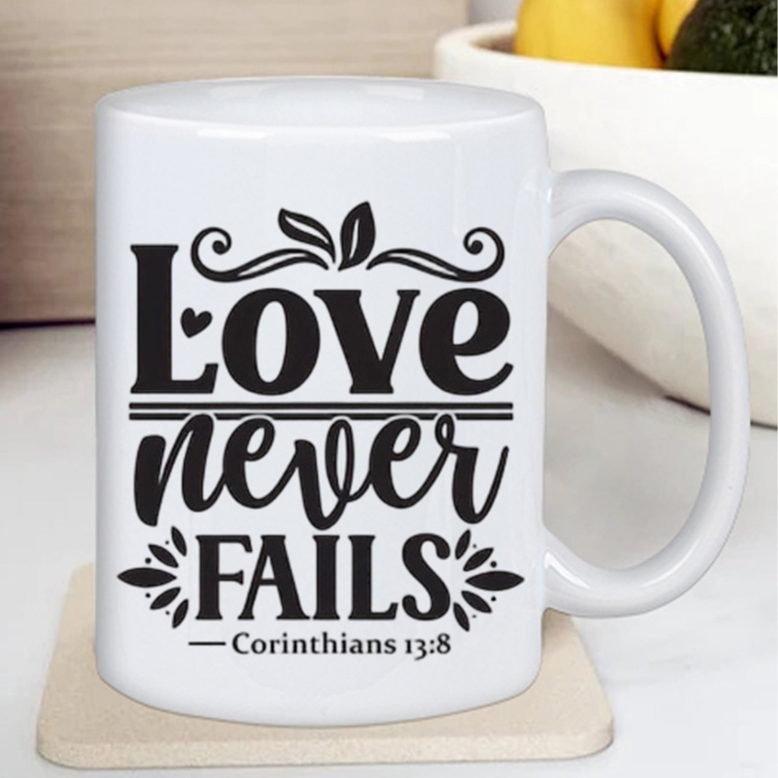 Tailorly White Ceramic 11 oz Mug - embrace love quote