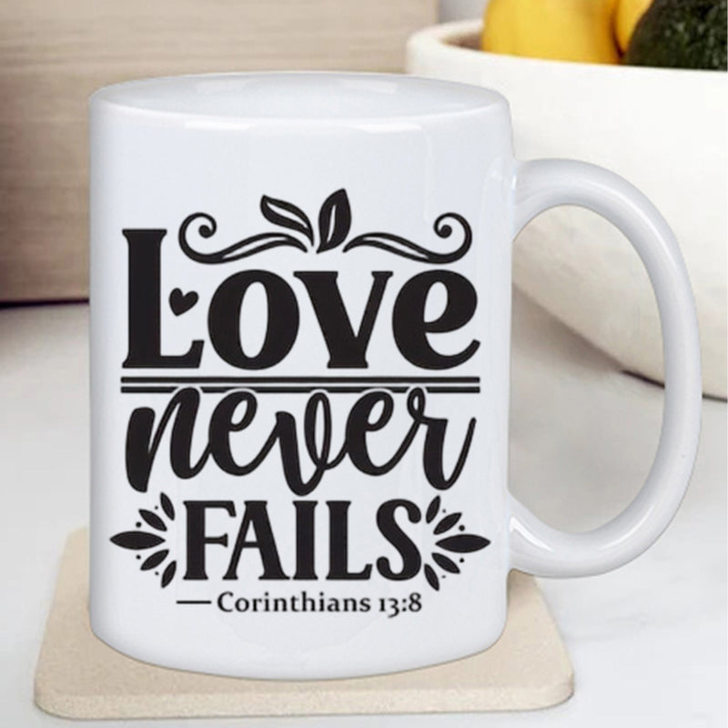 Tailorly White Ceramic 11 oz Mug - embrace love quote