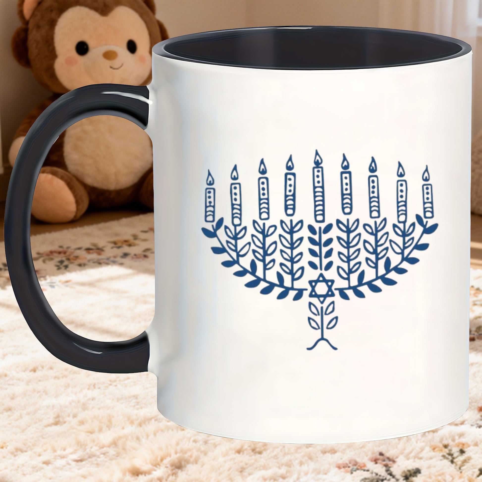 Tailorly Black Accent 11 oz Mug - happy hanukkah