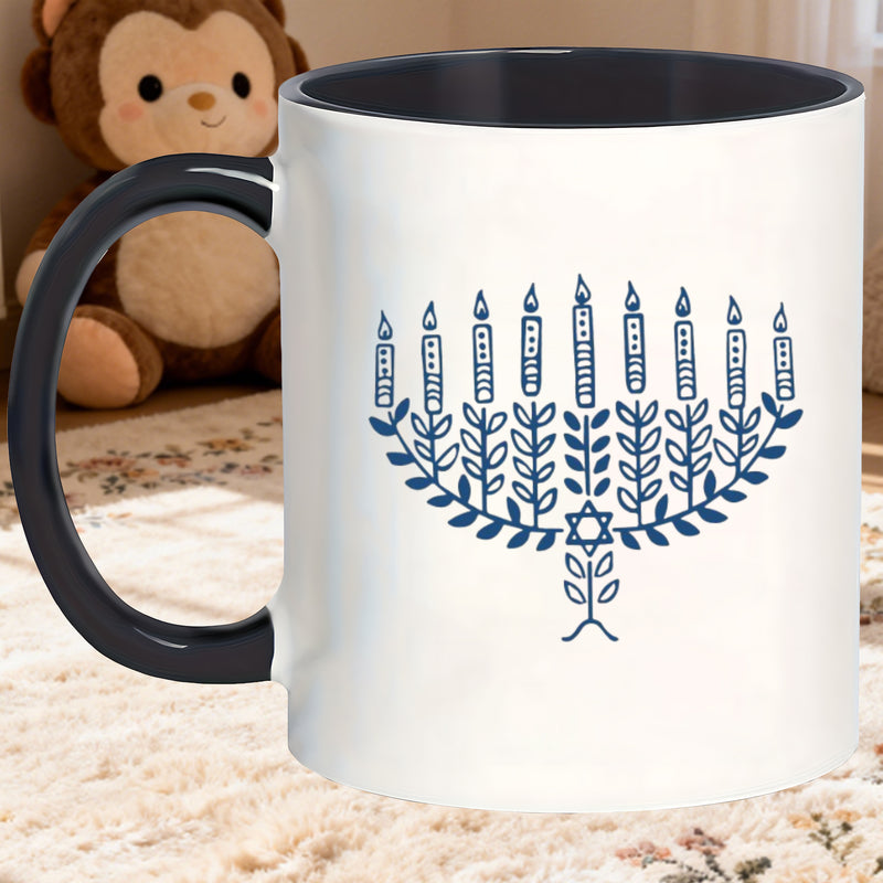 Tailorly Black Accent 11 oz Mug - happy hanukkah