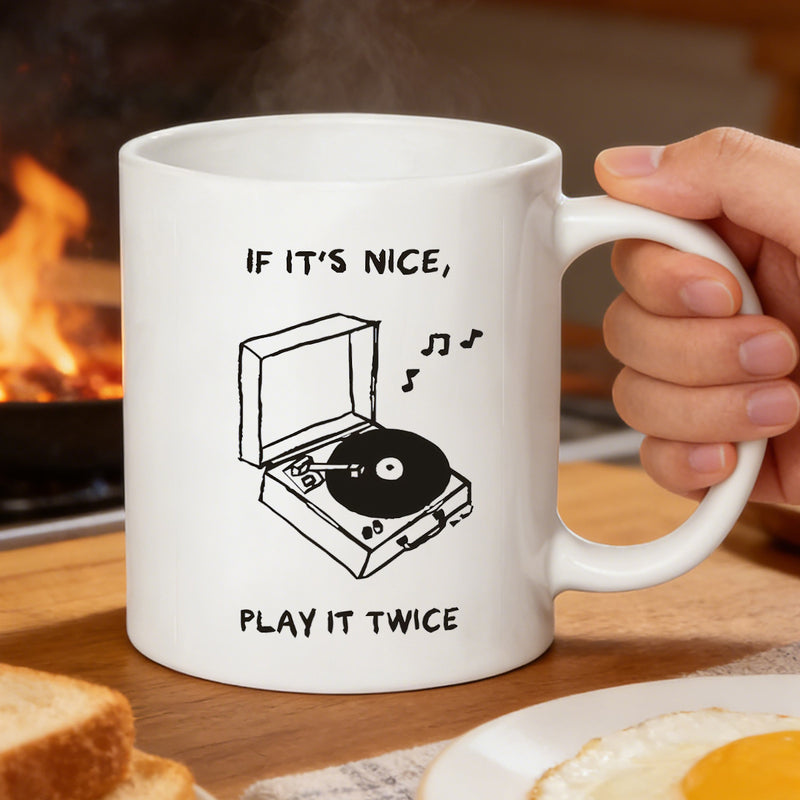 Tailorly White Ceramic 11 oz Mug - vinyl record