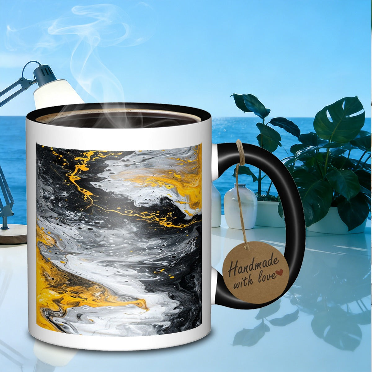 Tailorly Black Accent 11 oz Mug - modern ceramic mug with shatterproof cup hand wash only elegant for travel work ideal gift suitable for christmas