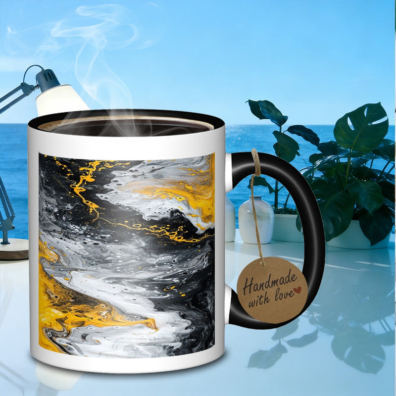 Tailorly Black Accent 11 oz Mug - modern ceramic mug with shatterproof cup hand wash only elegant for travel work ideal gift suitable for christmas