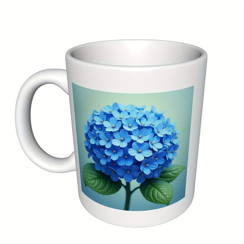 Tailorly White Ceramic 11 oz Mug - hydrangea