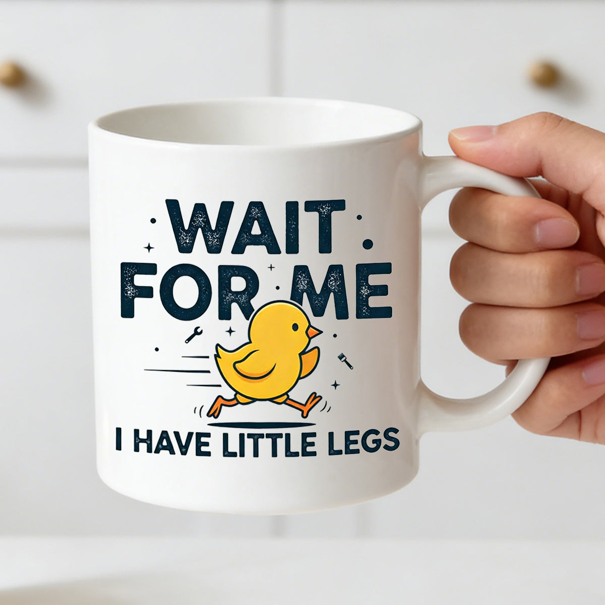 Tailorly White Ceramic 11 oz Mug - cute running chick