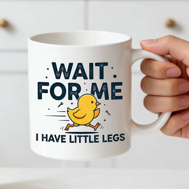 Tailorly White Ceramic 11 oz Mug - cute running chick