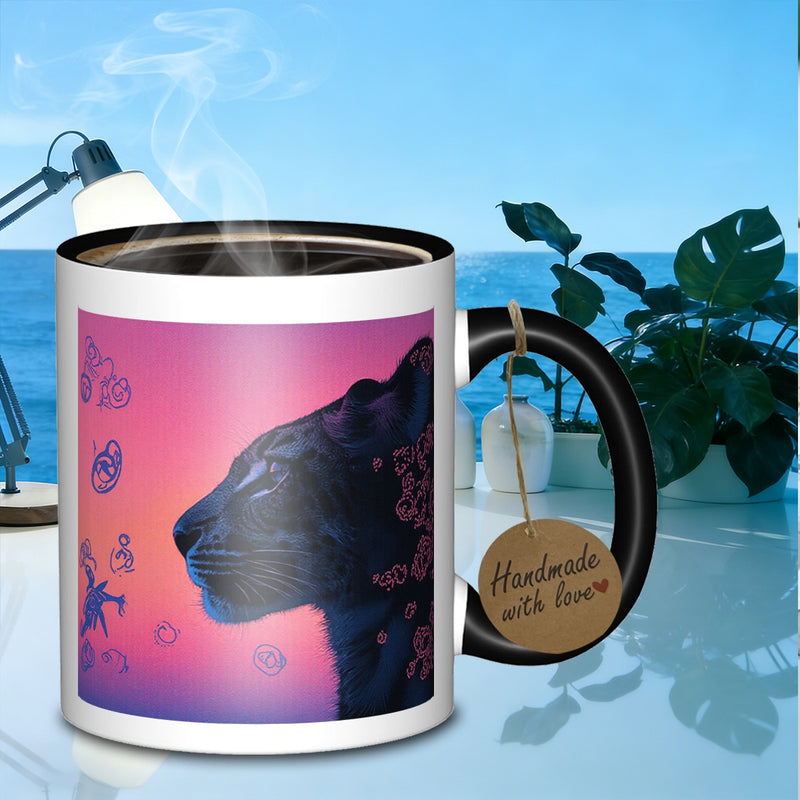 Tailorly Black Accent 11 oz Mug - portrait and doodle elements