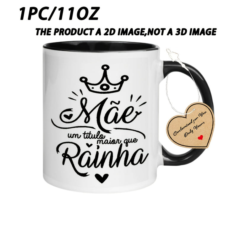 Tailorly Black Accent 11 oz Mug - Mãe Funny Portuguese text