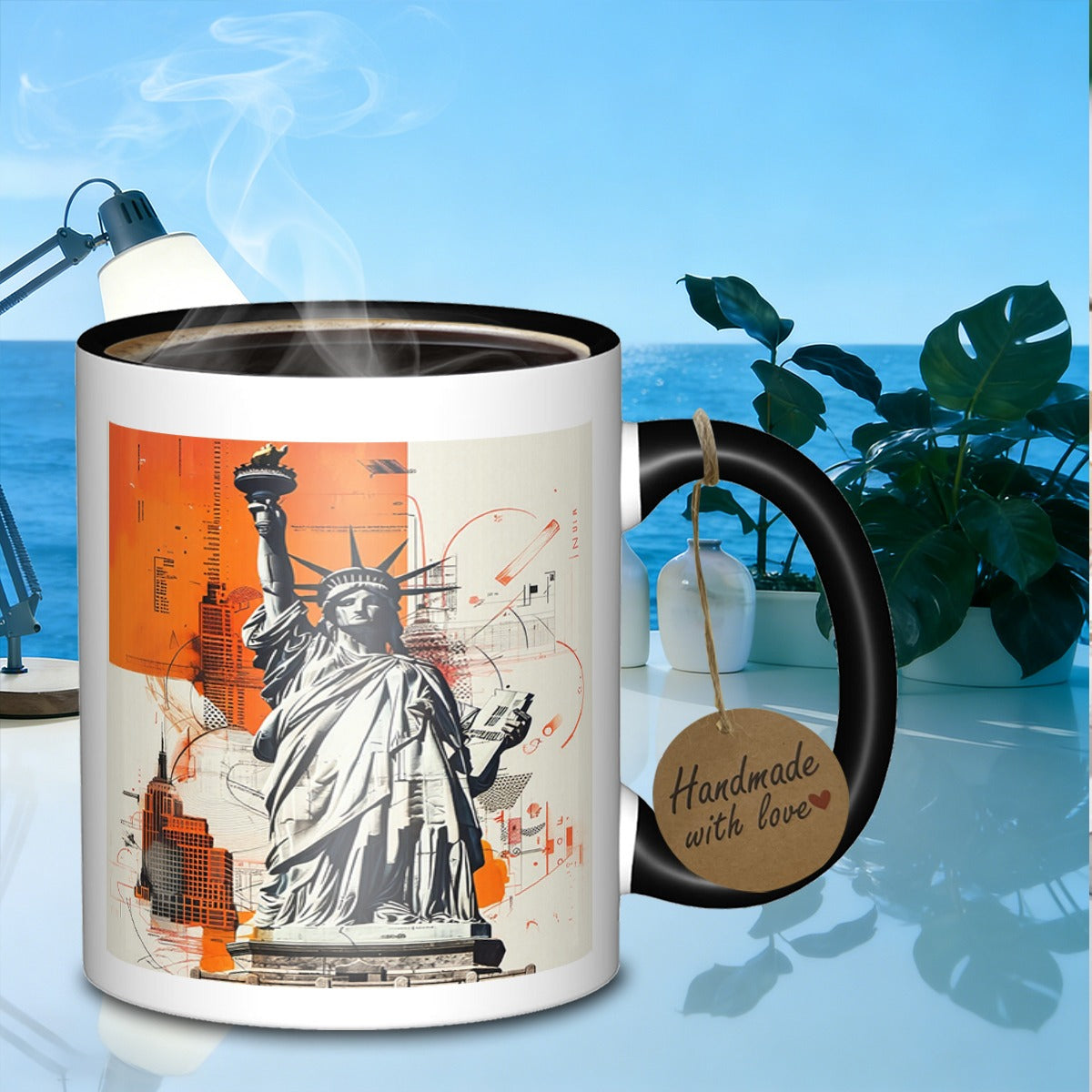 Tailorly Black Accent 11 oz Mug - statue of sketchinnovative coffee mug galaxy mug suitable for daily work outdoor trips travel and used as a