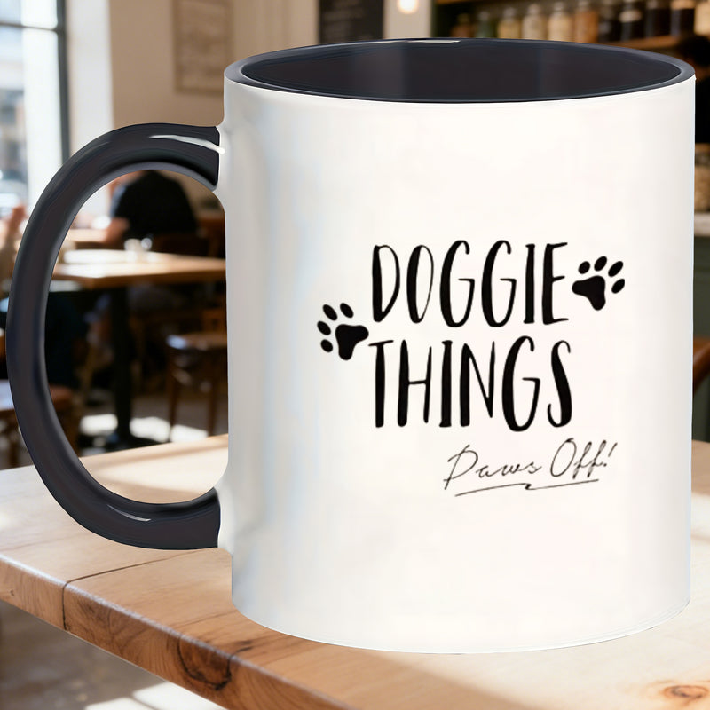 Tailorly Black Accent 11 oz Mug - dog themed lid