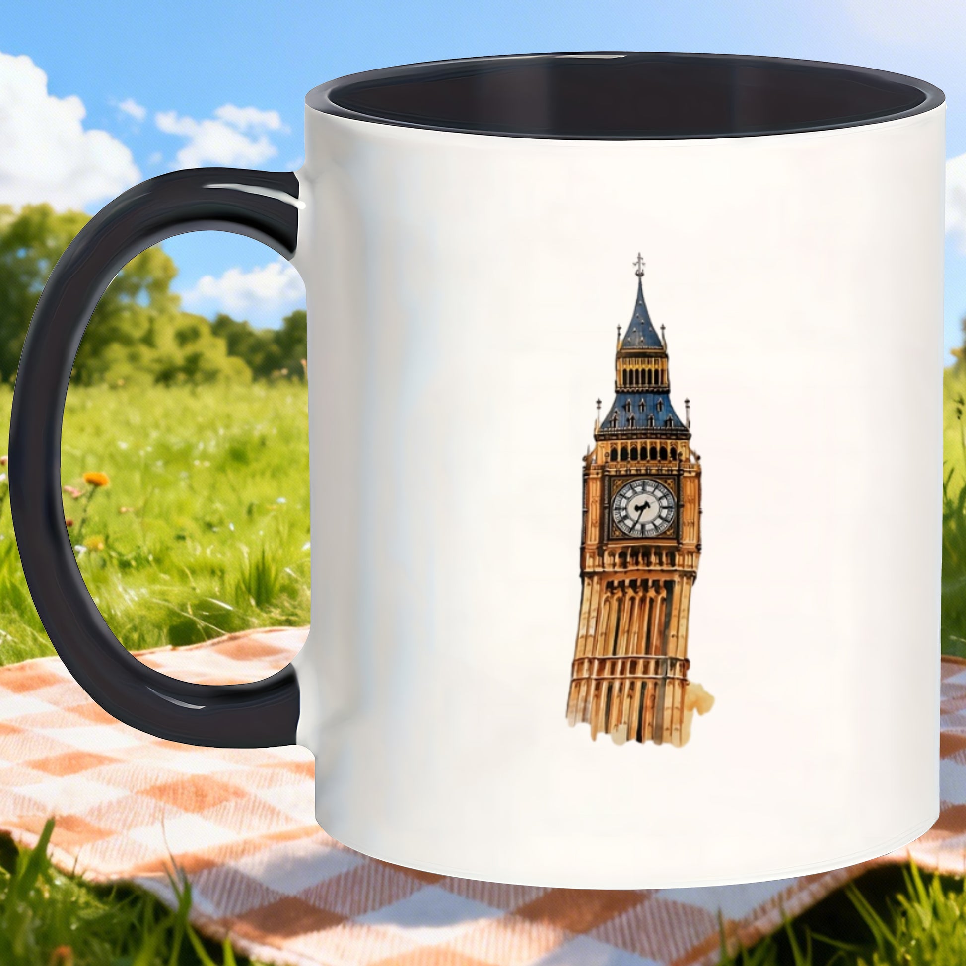 Tailorly Black Accent 11 oz Mug - minimalist watercolor patterns