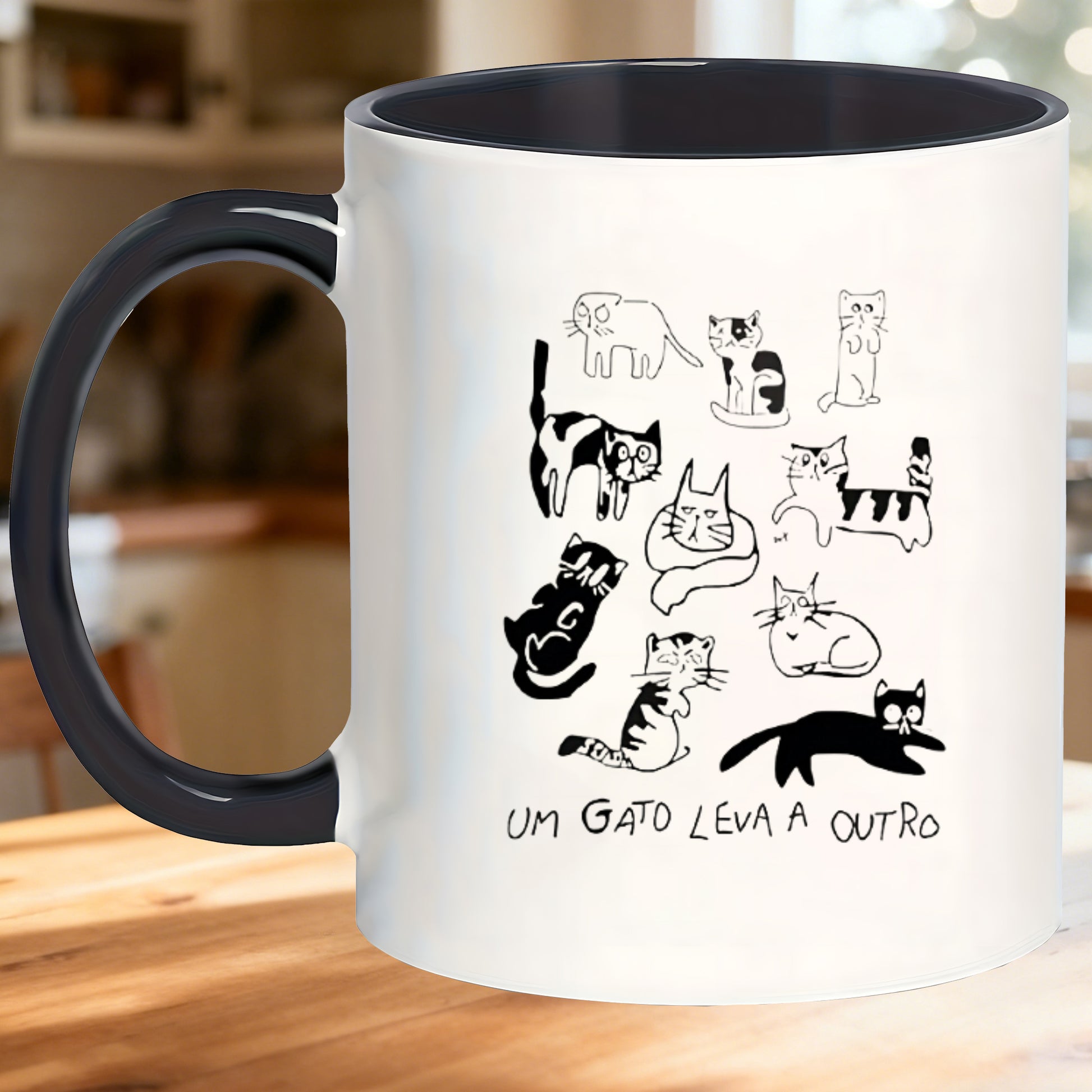 Tailorly Black Accent 11 oz Mug - funny cat illustrations