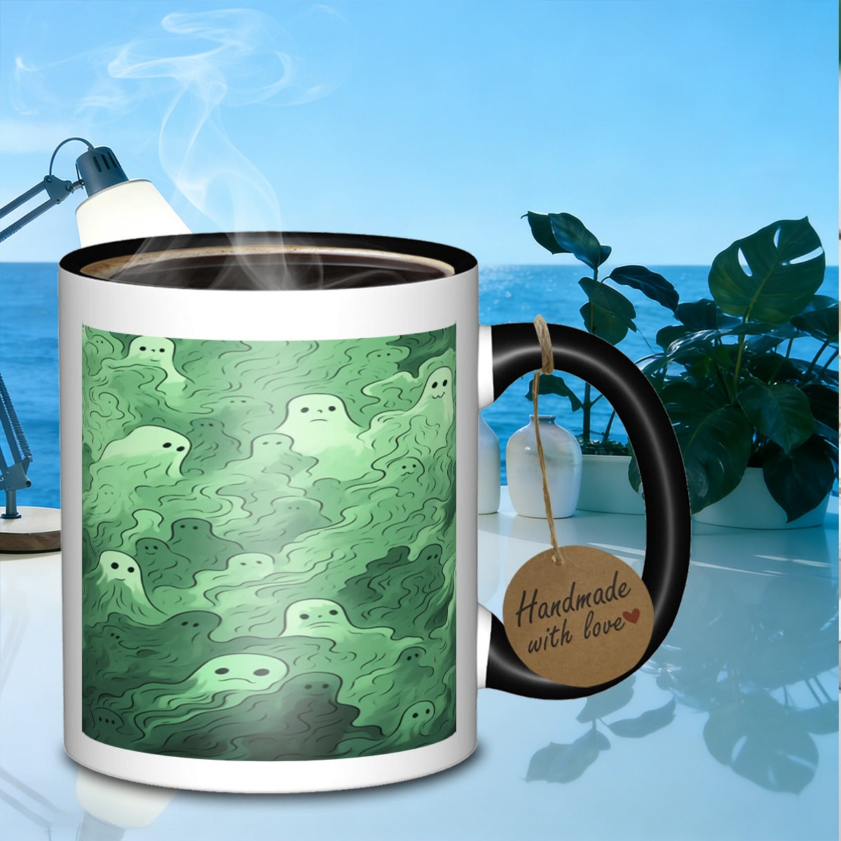 Tailorly Black Accent 11 oz Mug - green apparitions design