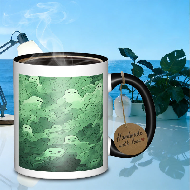 Tailorly Black Accent 11 oz Mug - green apparitions design