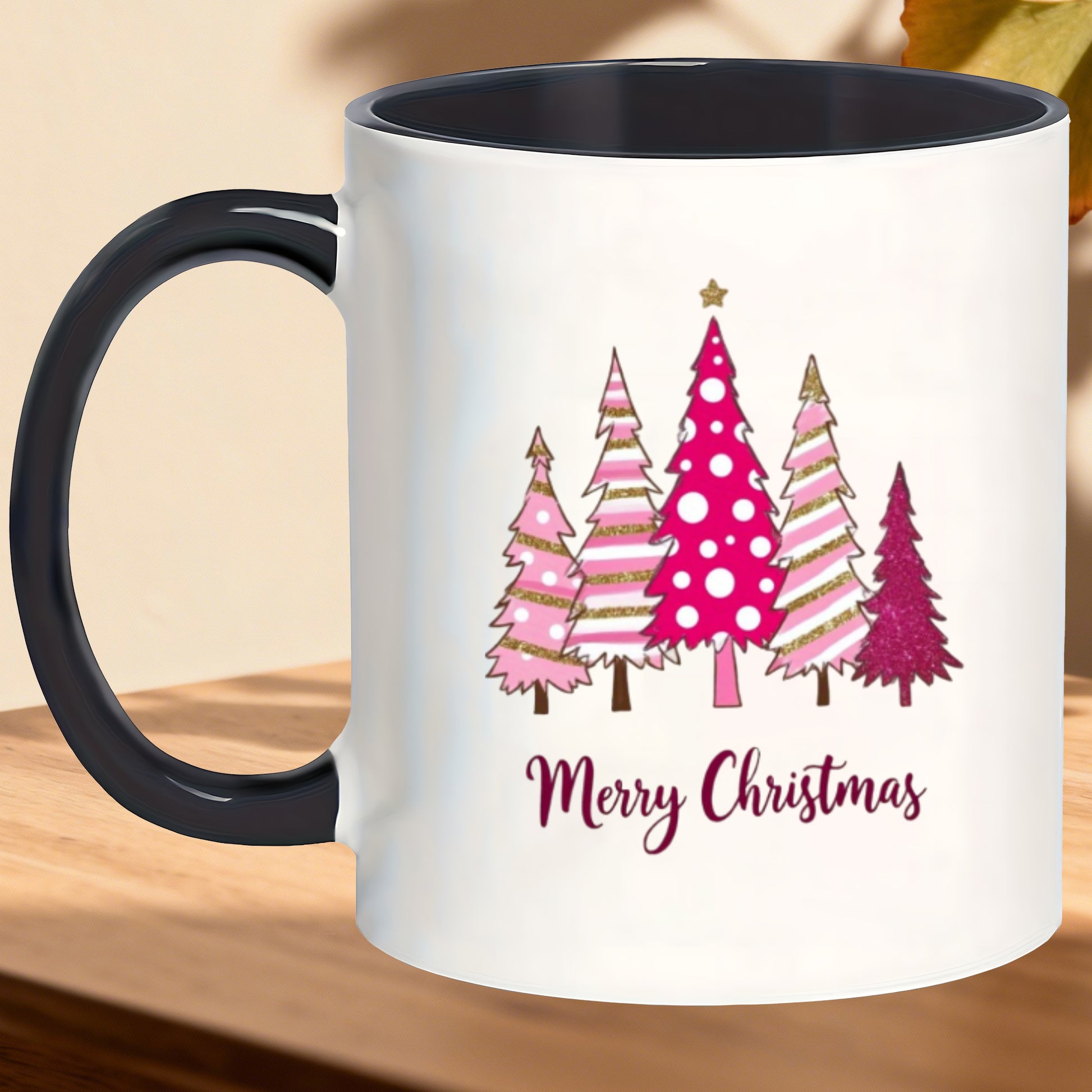 Tailorly Black Accent 11 oz Mug - vintage embossed stain resistant merry christmas water afternoon matcha
