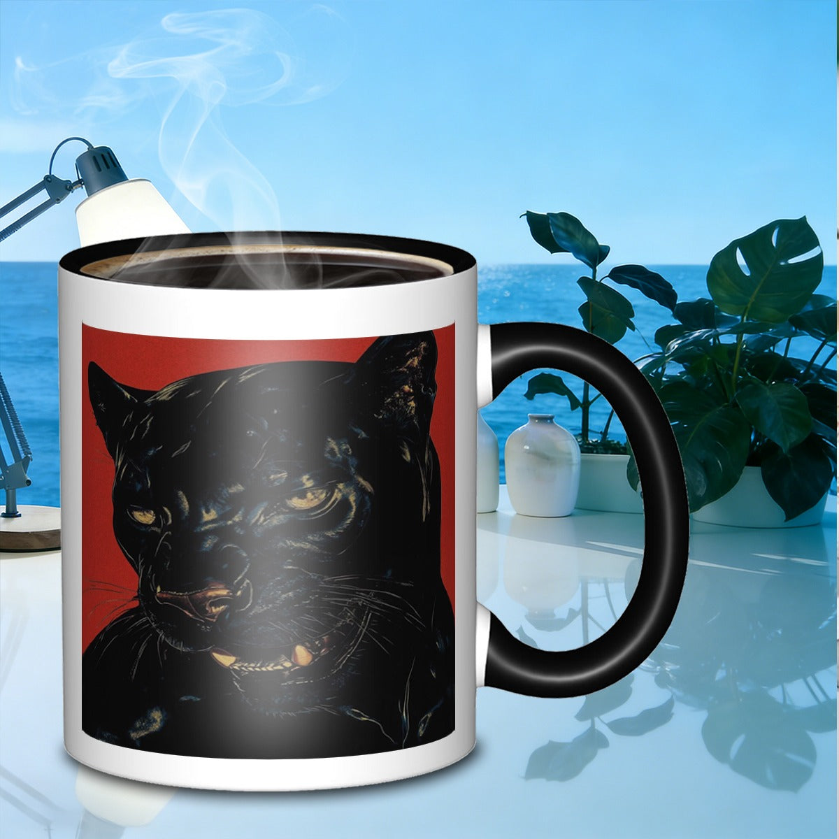 Tailorly Black Accent 11 oz Mug - portraitquality tidy drinkware galaxy tumbler ceramic suitable for daily work outdoor picnics and other occasions