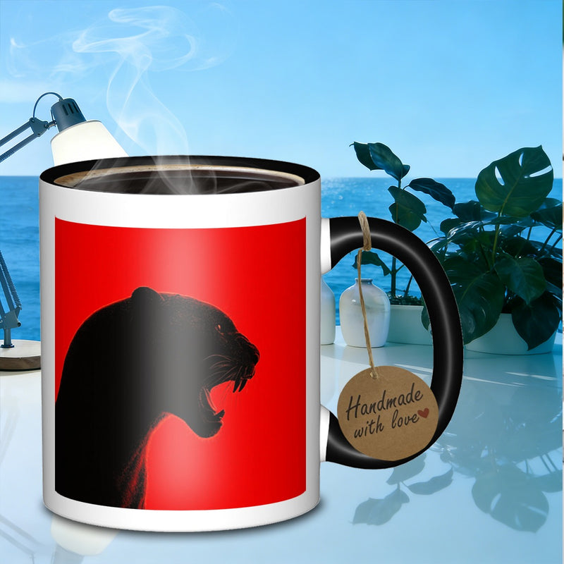 Tailorly Black Accent 11 oz Mug - silhouettebold shimmering everyday mug galaxy