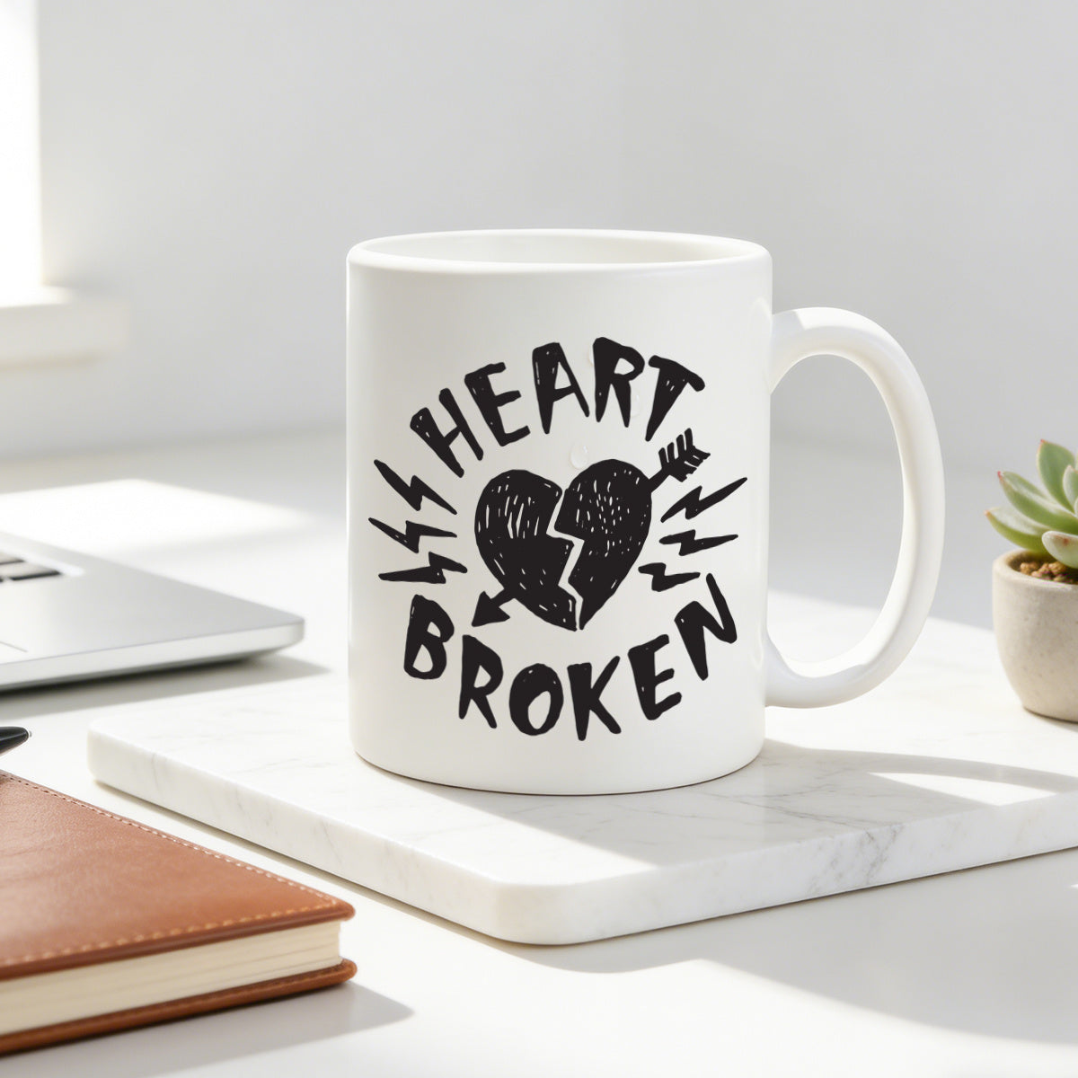 Tailorly White Ceramic 11 oz Mug - grunge design featuring my broken this punk style