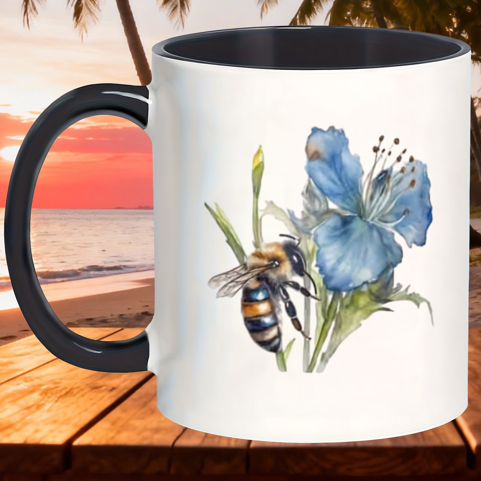 Tailorly Black Accent 11 oz Mug - flower ceramic mugs