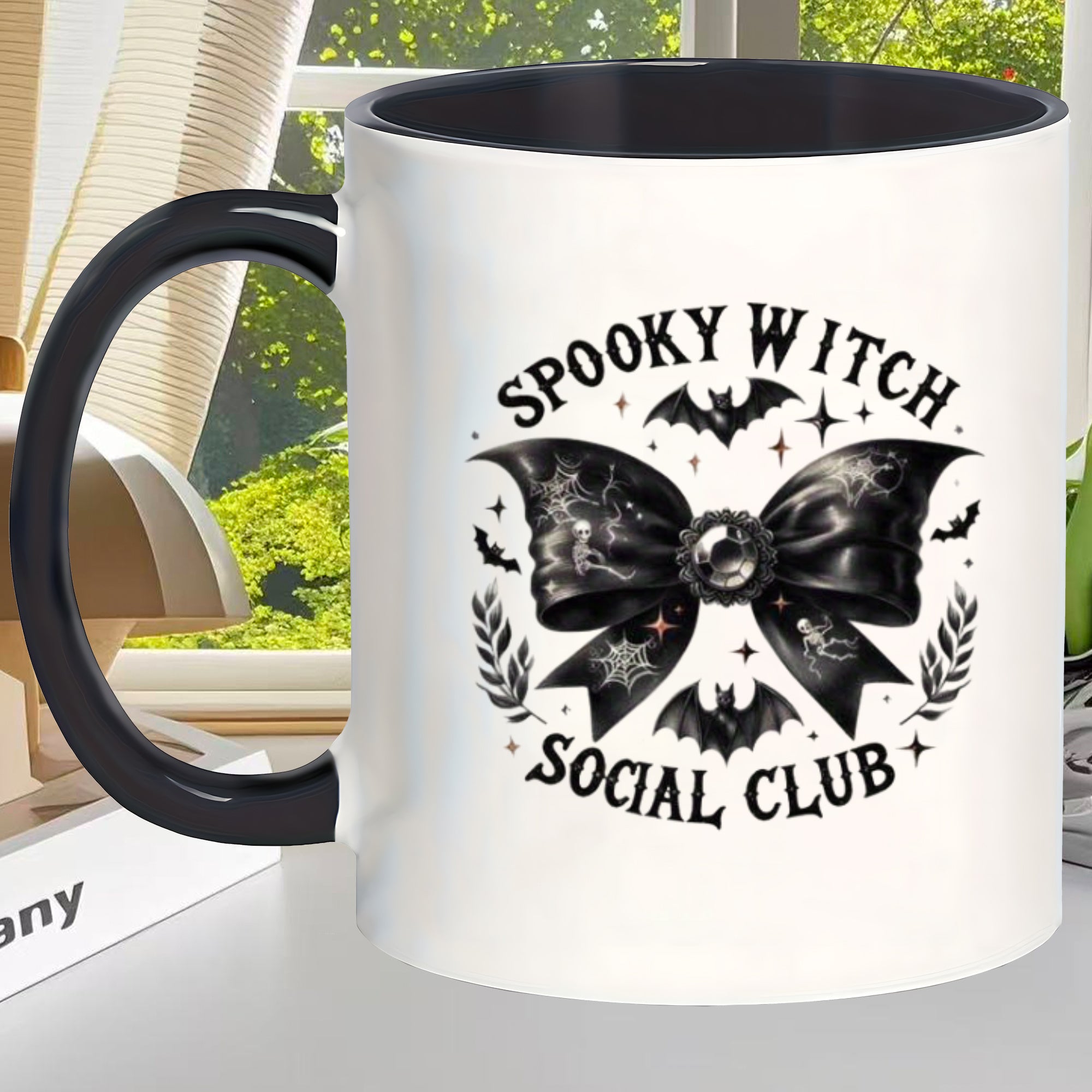 Tailorly Black Accent 11 oz Mug - spooky witch