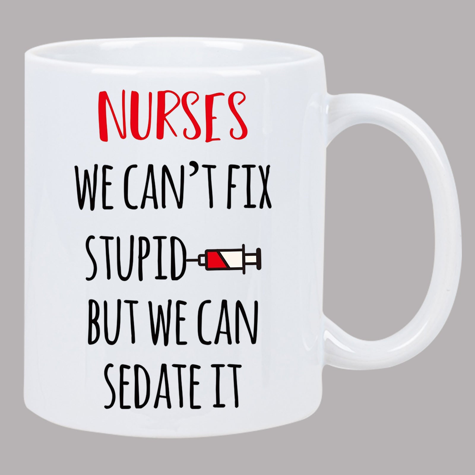 Tailorly White Ceramic 11 oz Mug - funny nurse slogan with icons