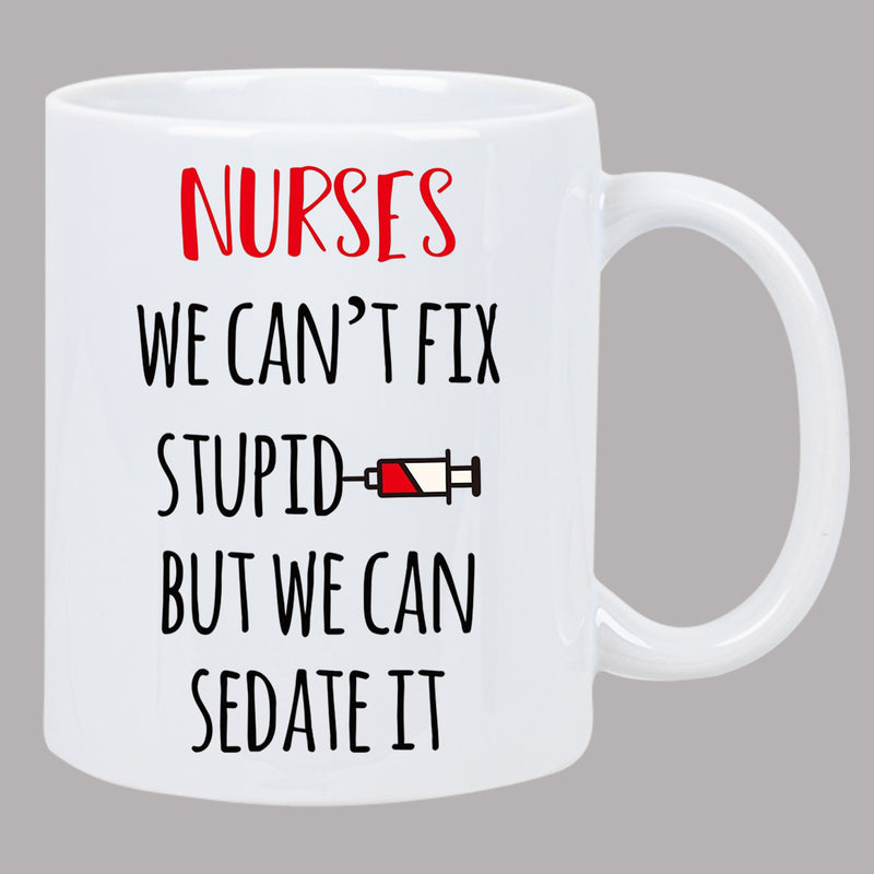 Tailorly White Ceramic 11 oz Mug - funny nurse slogan with icons