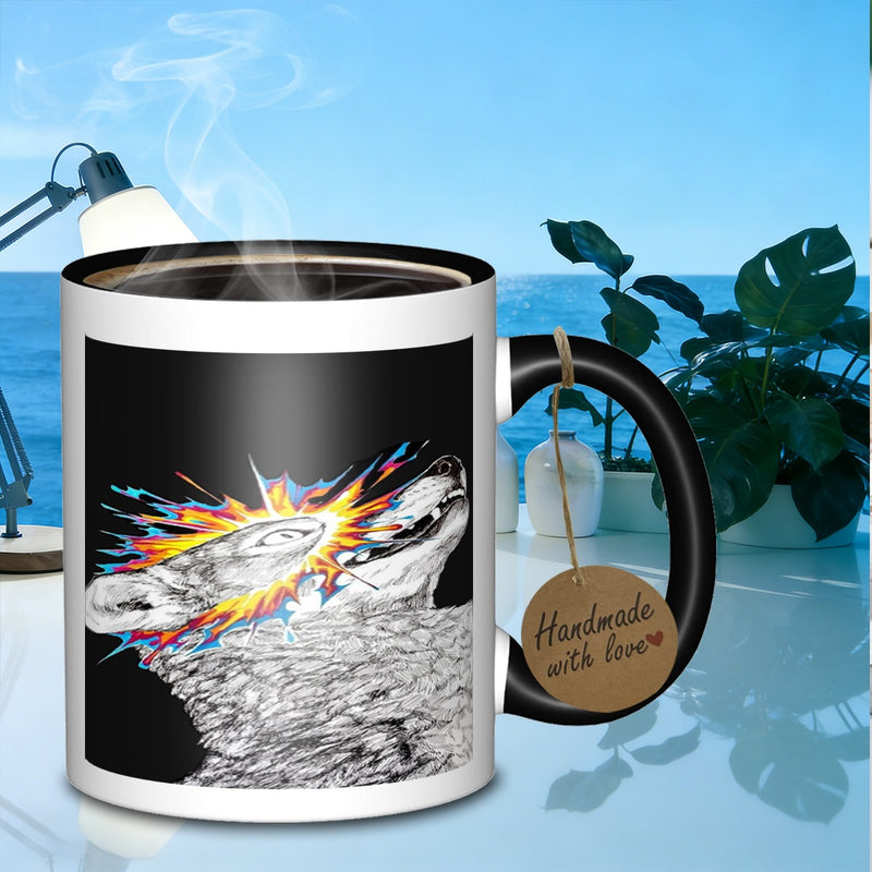 Tailorly Black Accent 11 oz Mug - exploding canine artwork