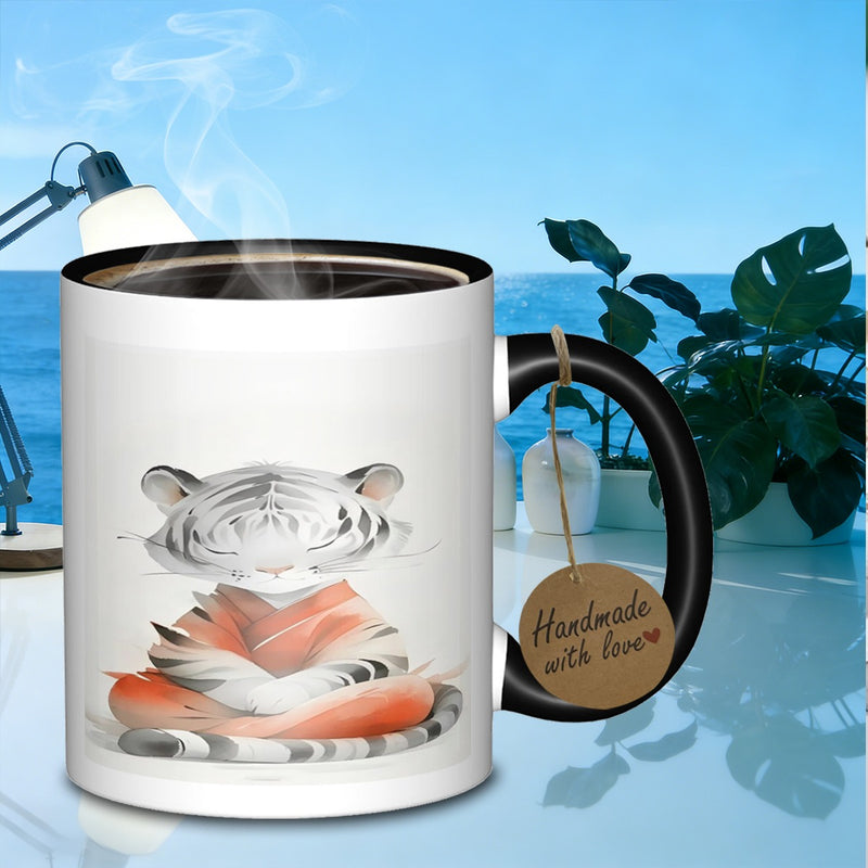 Tailorly Black Accent 11 oz Mug - meditating design