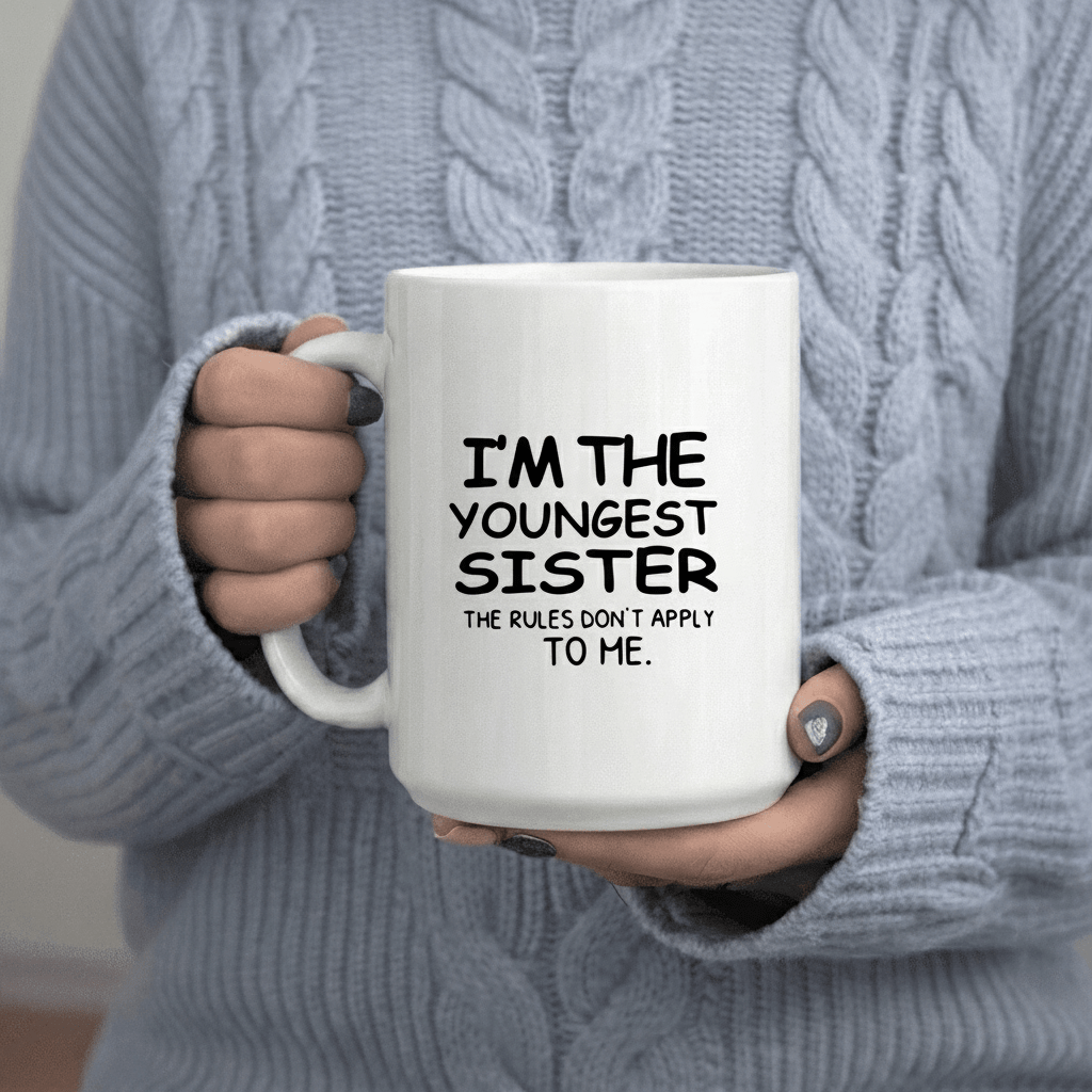 Tailorly White Ceramic 11 oz Mug - The Sister The Rules Don't Apply to Me