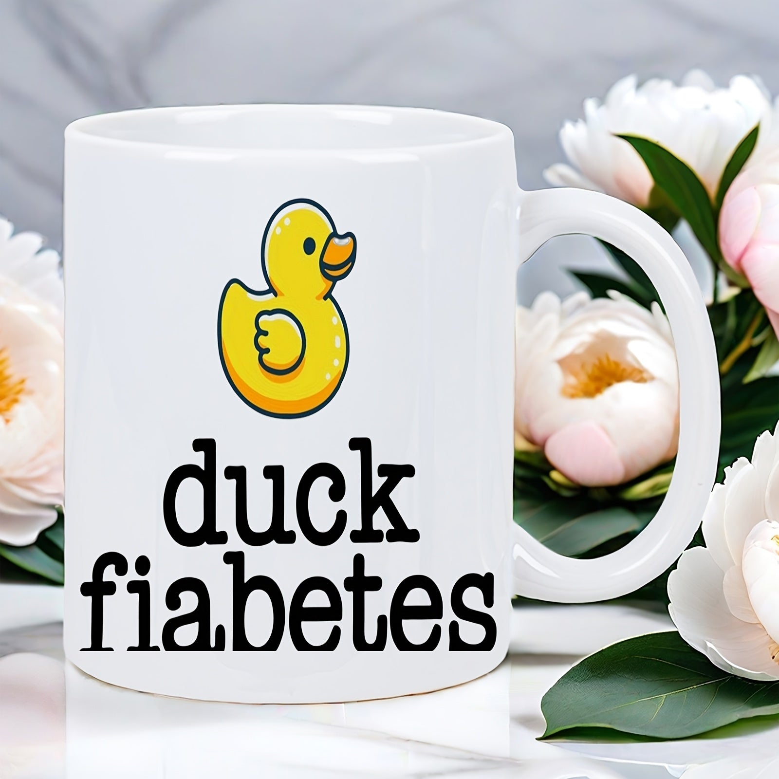 Tailorly White Ceramic 11 oz Mug - duck