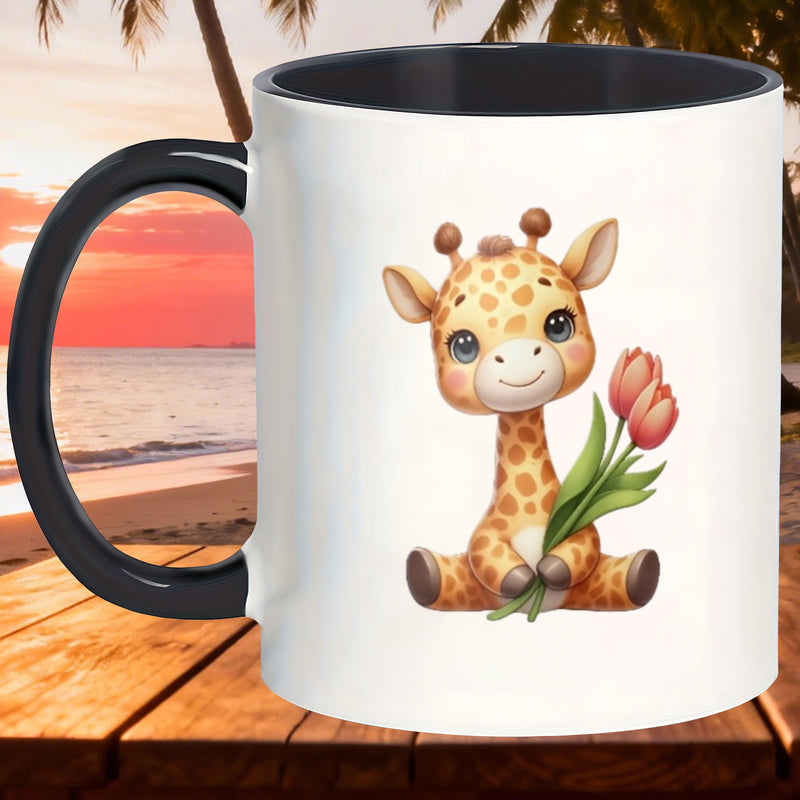 Tailorly Black Accent 11 oz Mug - cartoon giraffe