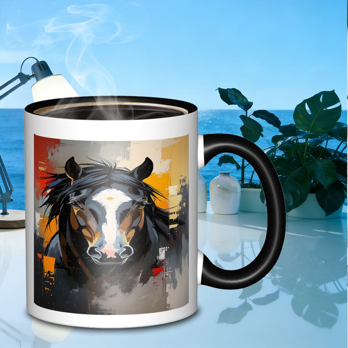 Tailorly Black Accent 11 oz Mug - painted horse portrait