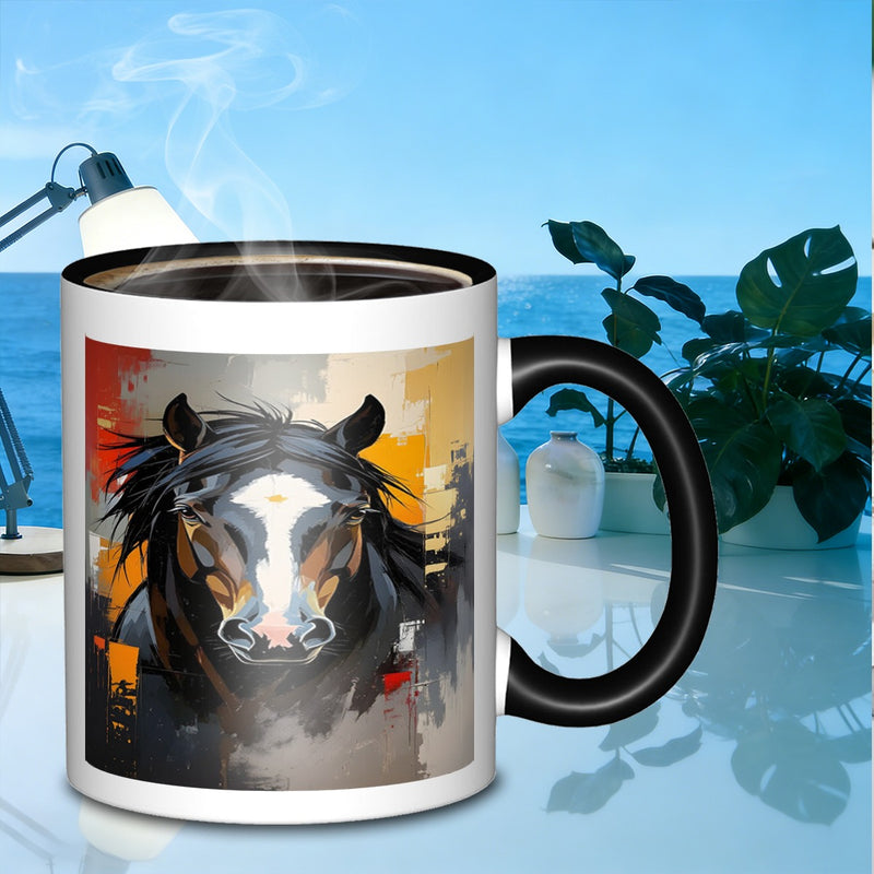Tailorly Black Accent 11 oz Mug - painted horse portrait