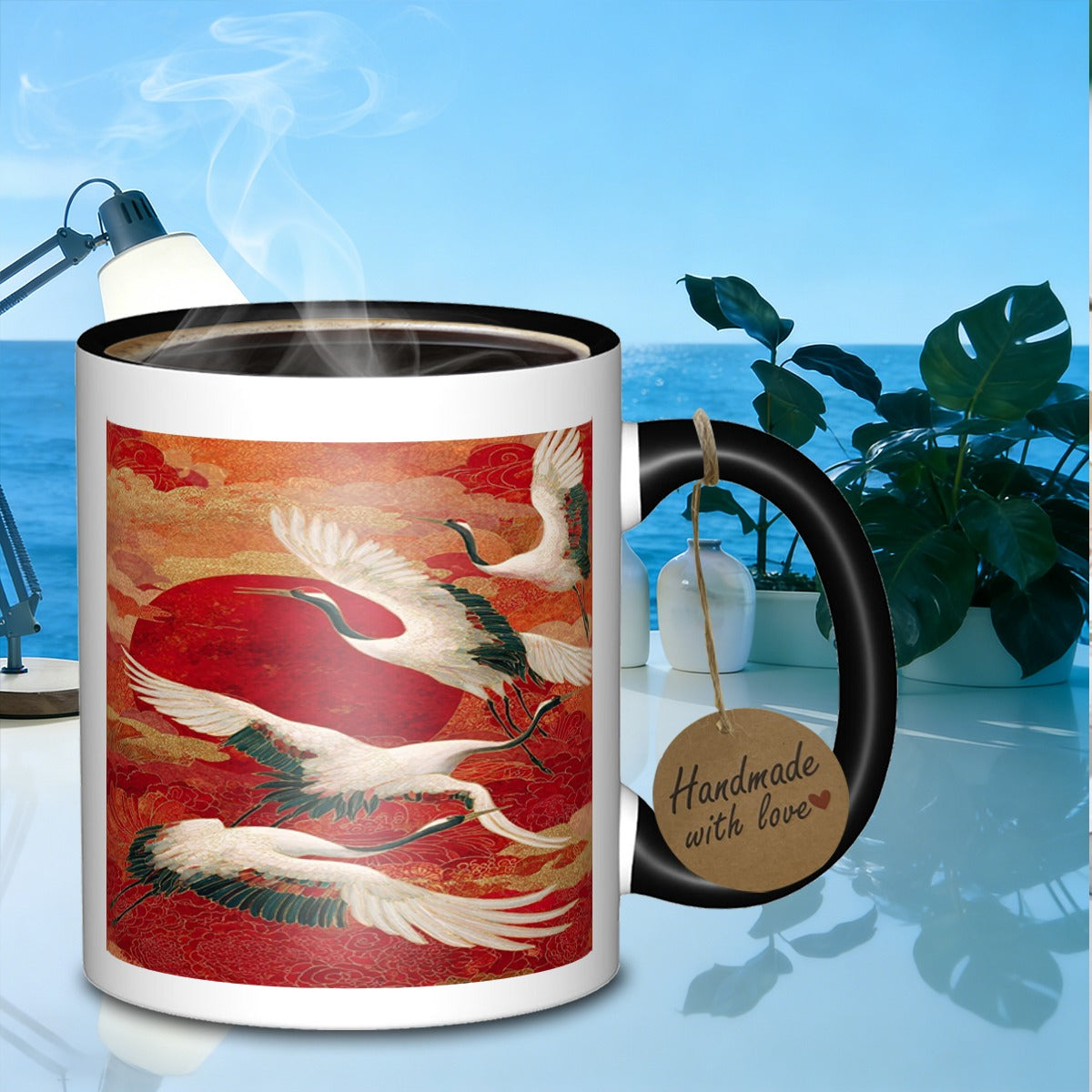 Tailorly Black Accent 11 oz Mug - flying white red sundurable cup galaxy coffee mug 1425 ceramic suitable for work outdoor travel ideal as