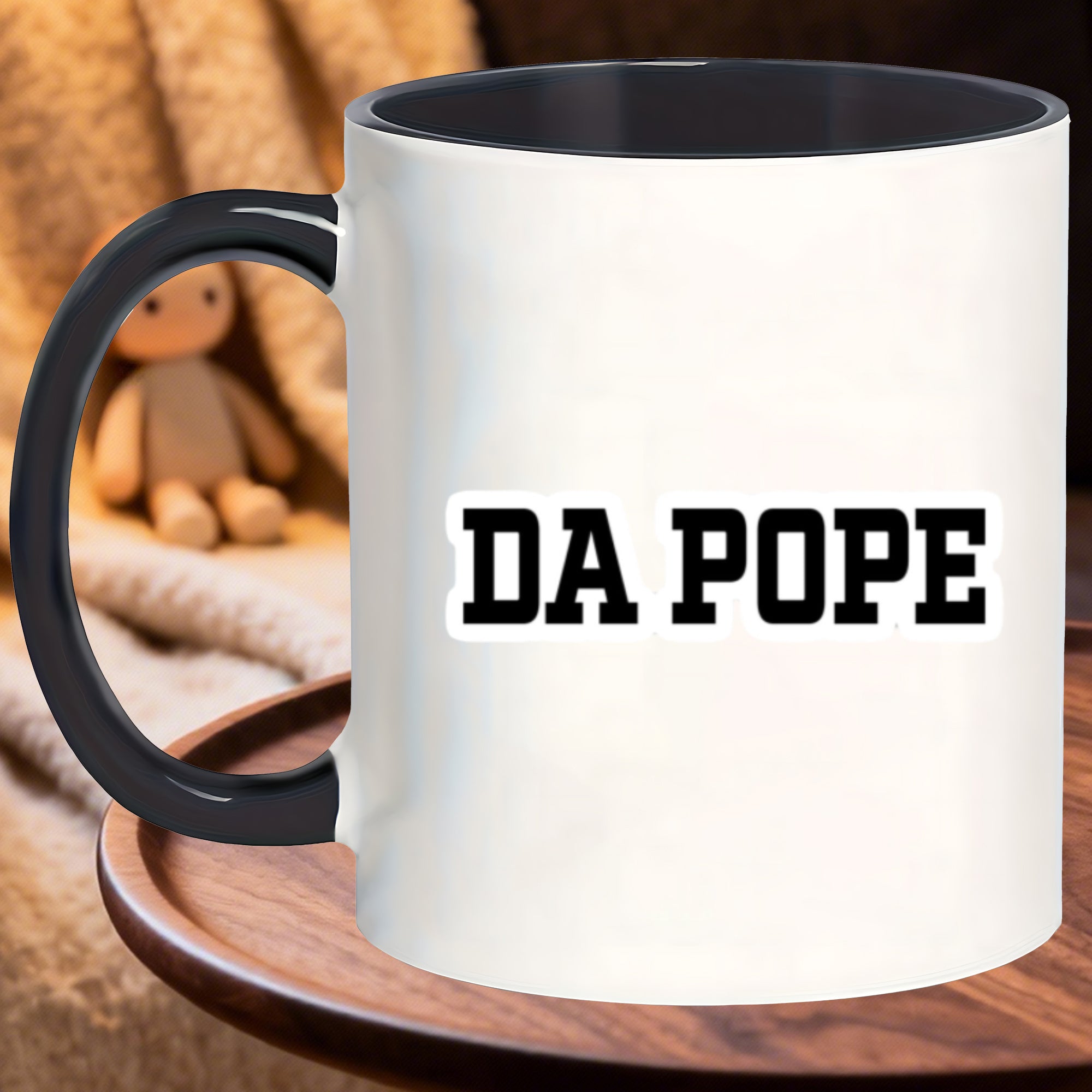 Tailorly Black Accent 11 oz Mug - da vintage mug with lid stain resistant embossed camping cup suitable for soup cider iced coffee outdoor drinkware