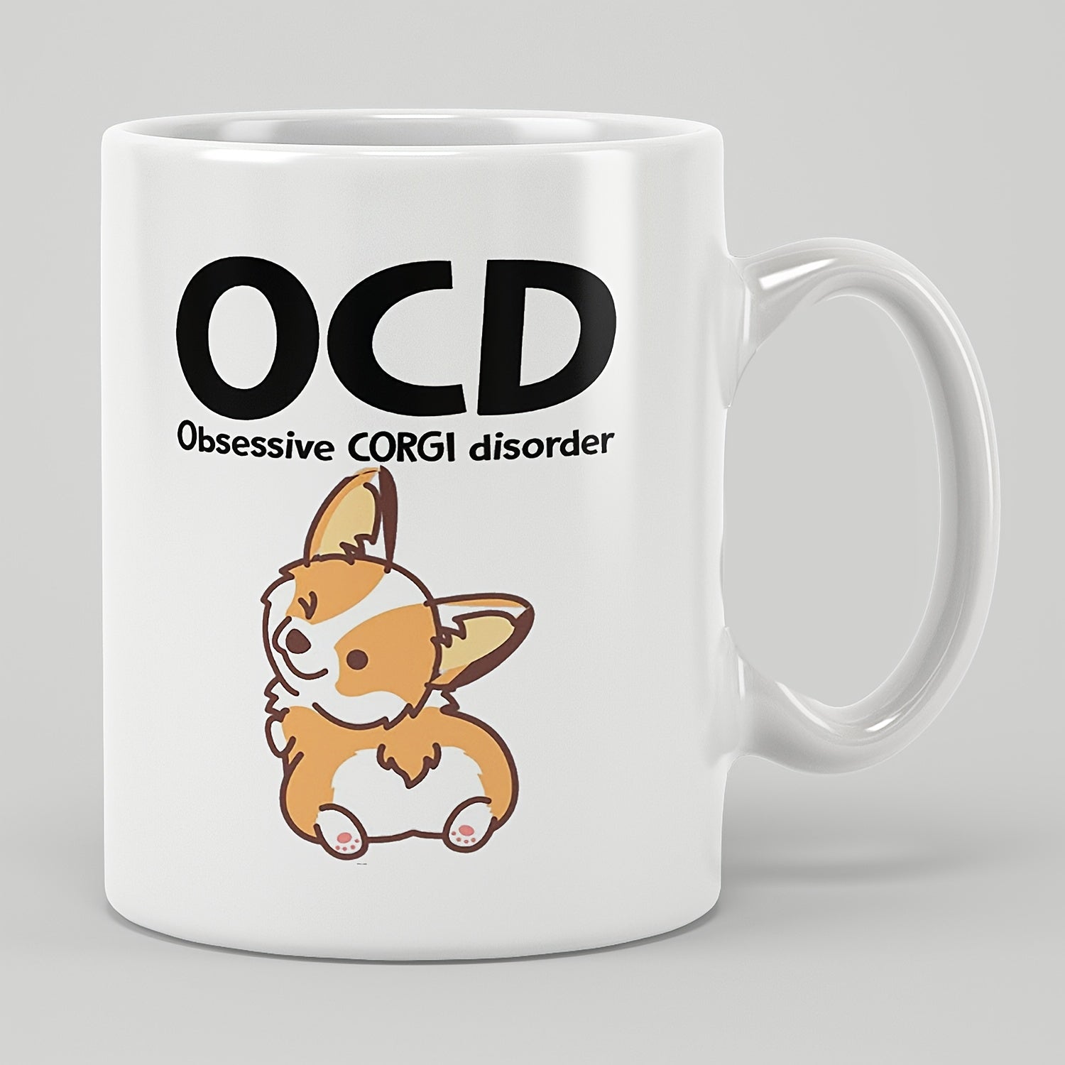 Tailorly White Ceramic 11 oz Mug - corgi coffee mug illustration