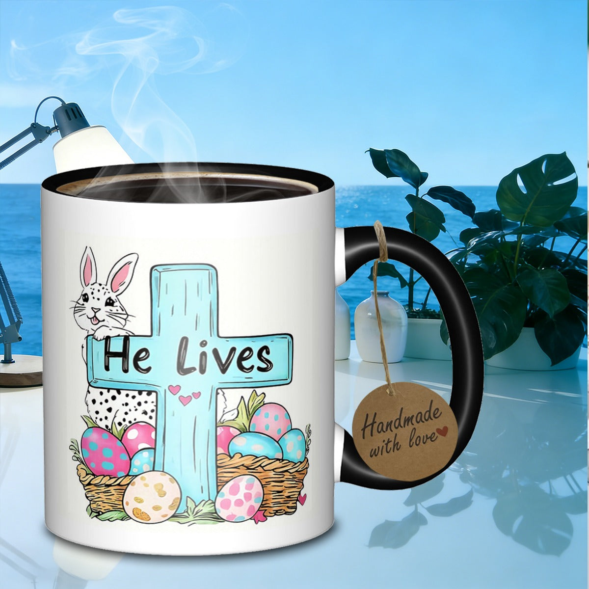 Tailorly Black Accent 11 oz Mug - easter scene