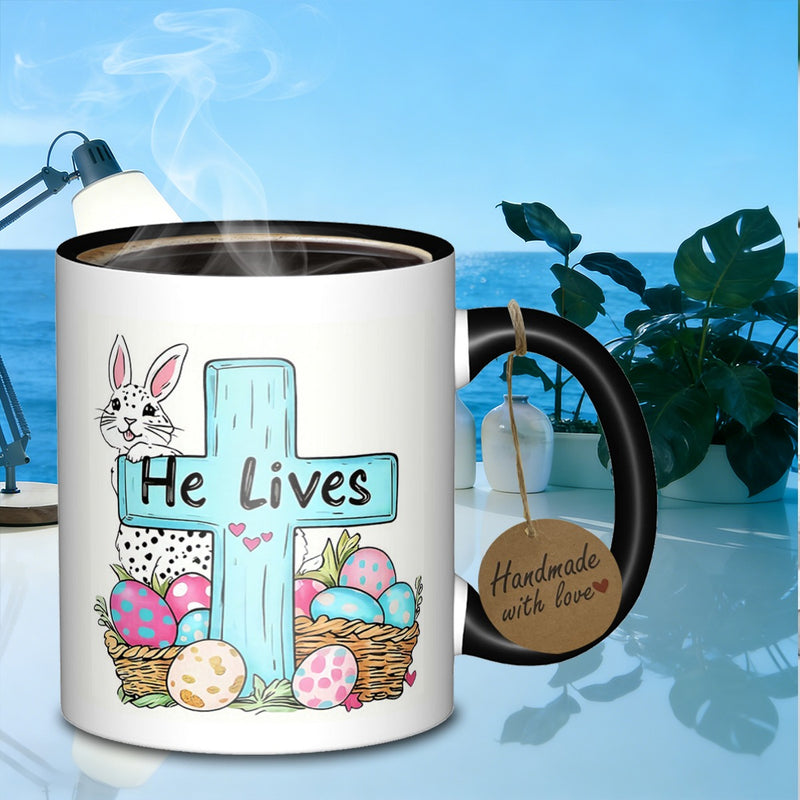 Tailorly Black Accent 11 oz Mug - easter scene