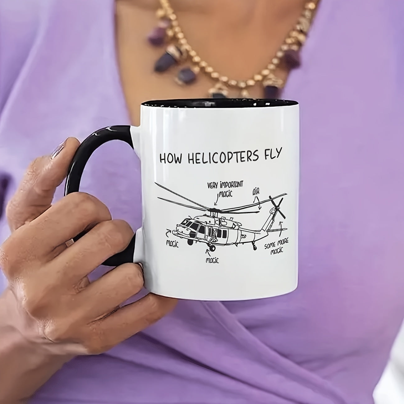 Tailorly Black Accent 11 oz Mug - helicopters themed magic