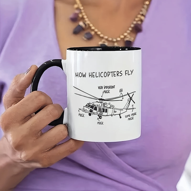 Tailorly Black Accent 11 oz Mug - helicopters themed magic