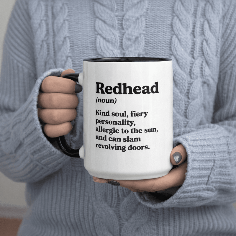Tailorly Black Accent 11 oz Mug - Allergic to Sun text