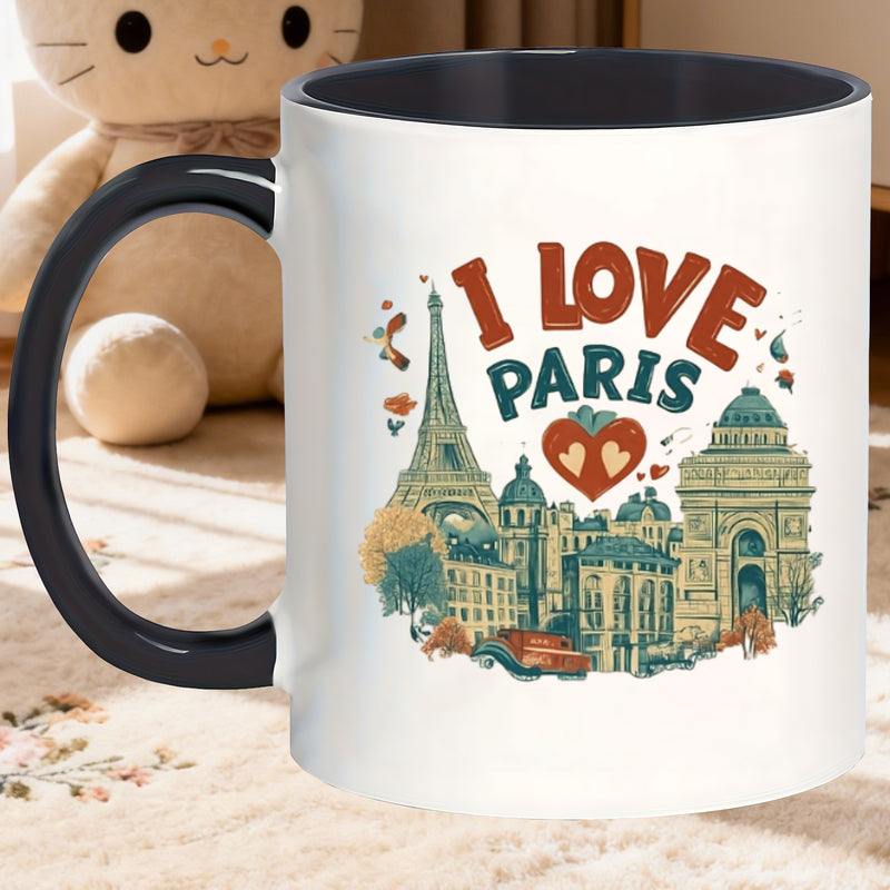 Tailorly Black Accent 11 oz Mug - famous parisian landmarks