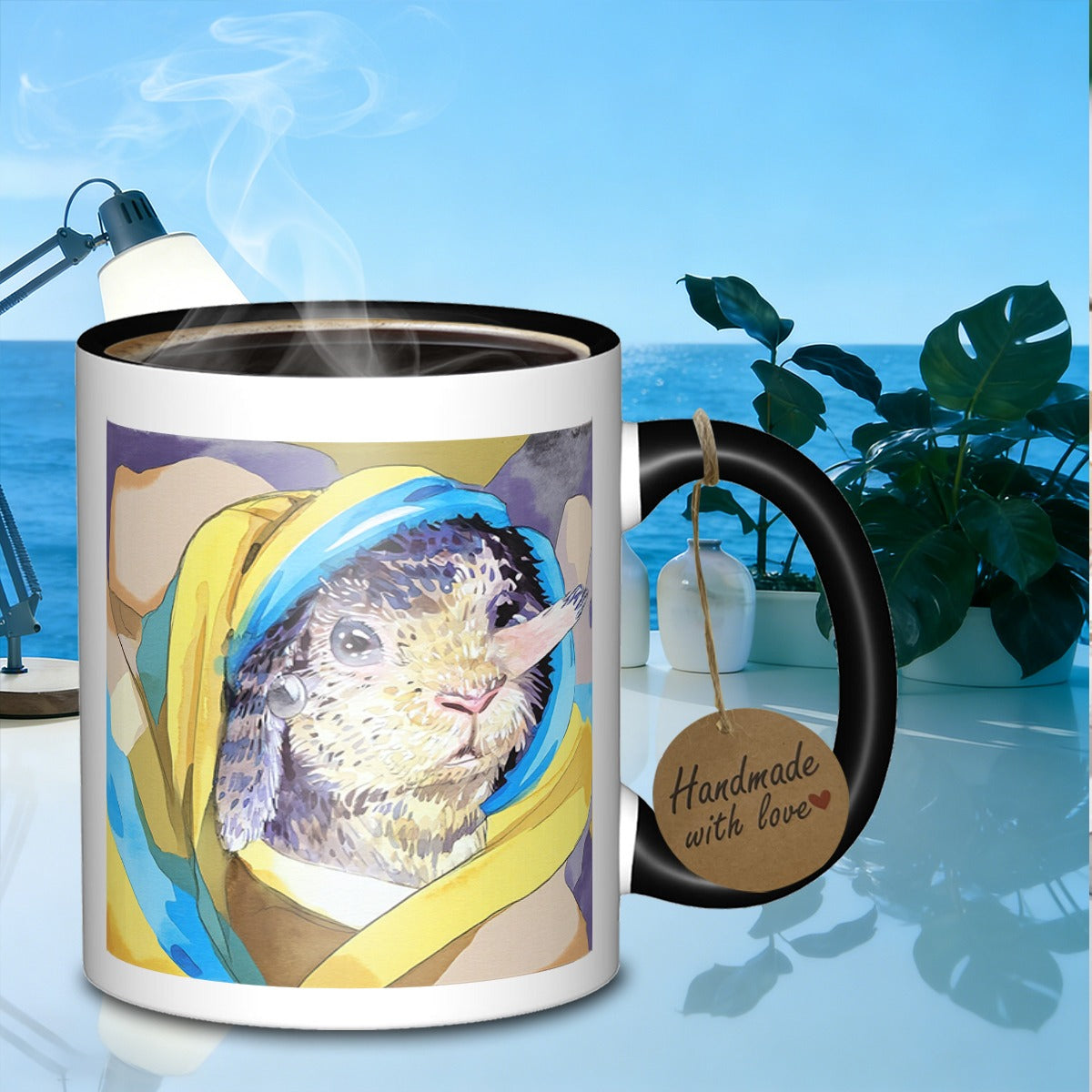Tailorly Black Accent 11 oz Mug - rodent portrait galaxy pattern