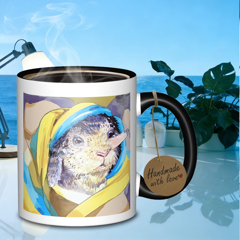 Tailorly Black Accent 11 oz Mug - rodent portrait galaxy pattern